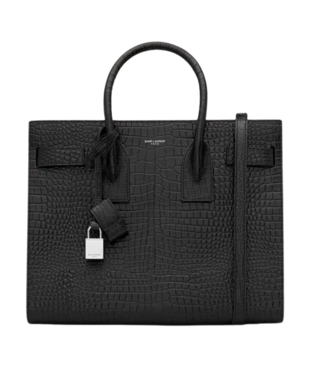SAINT LAURENT Черная кожаная сумка тоут, фото 1