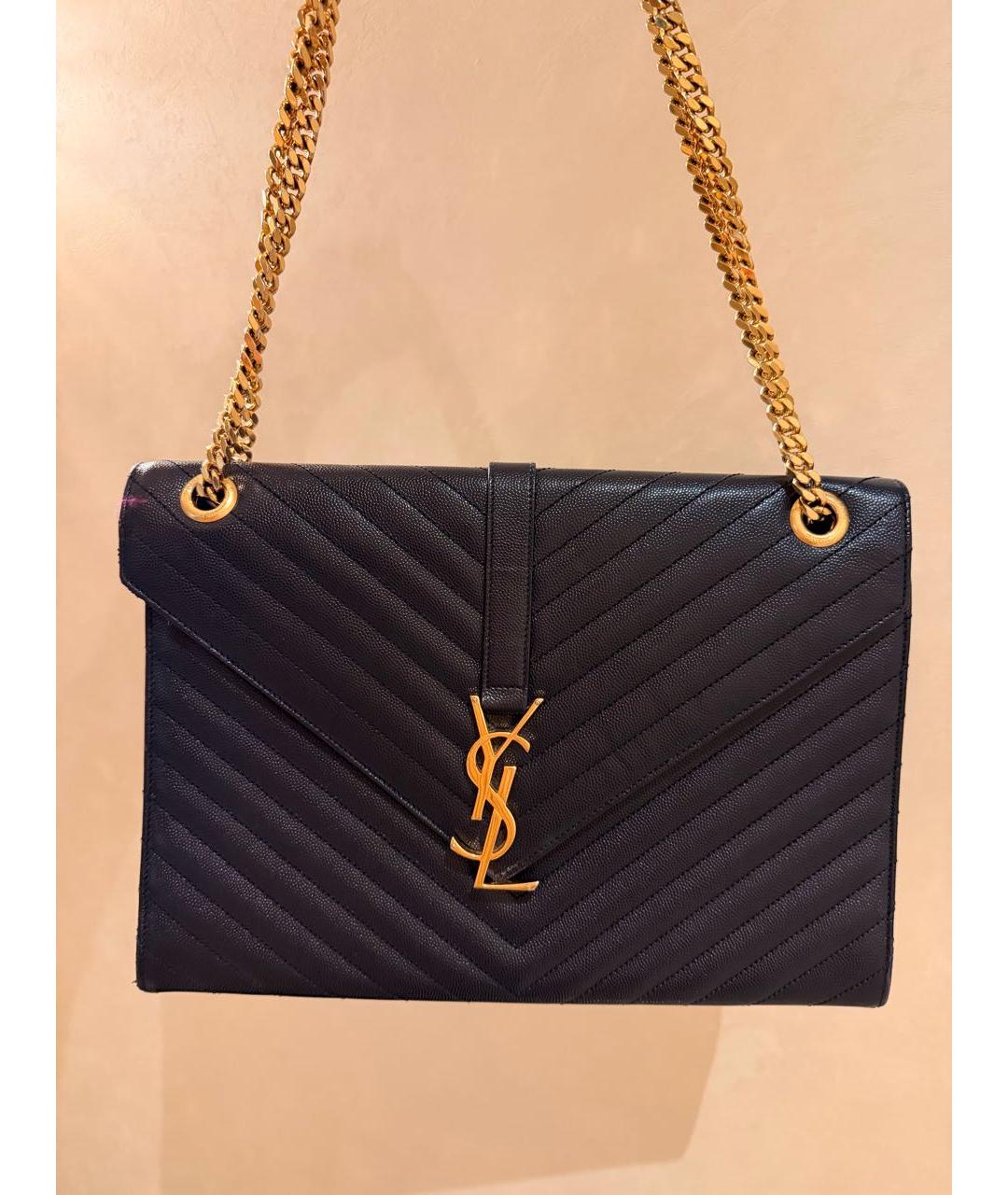 SAINT LAURENT Темно-синяя кожаная сумка через плечо, фото 7