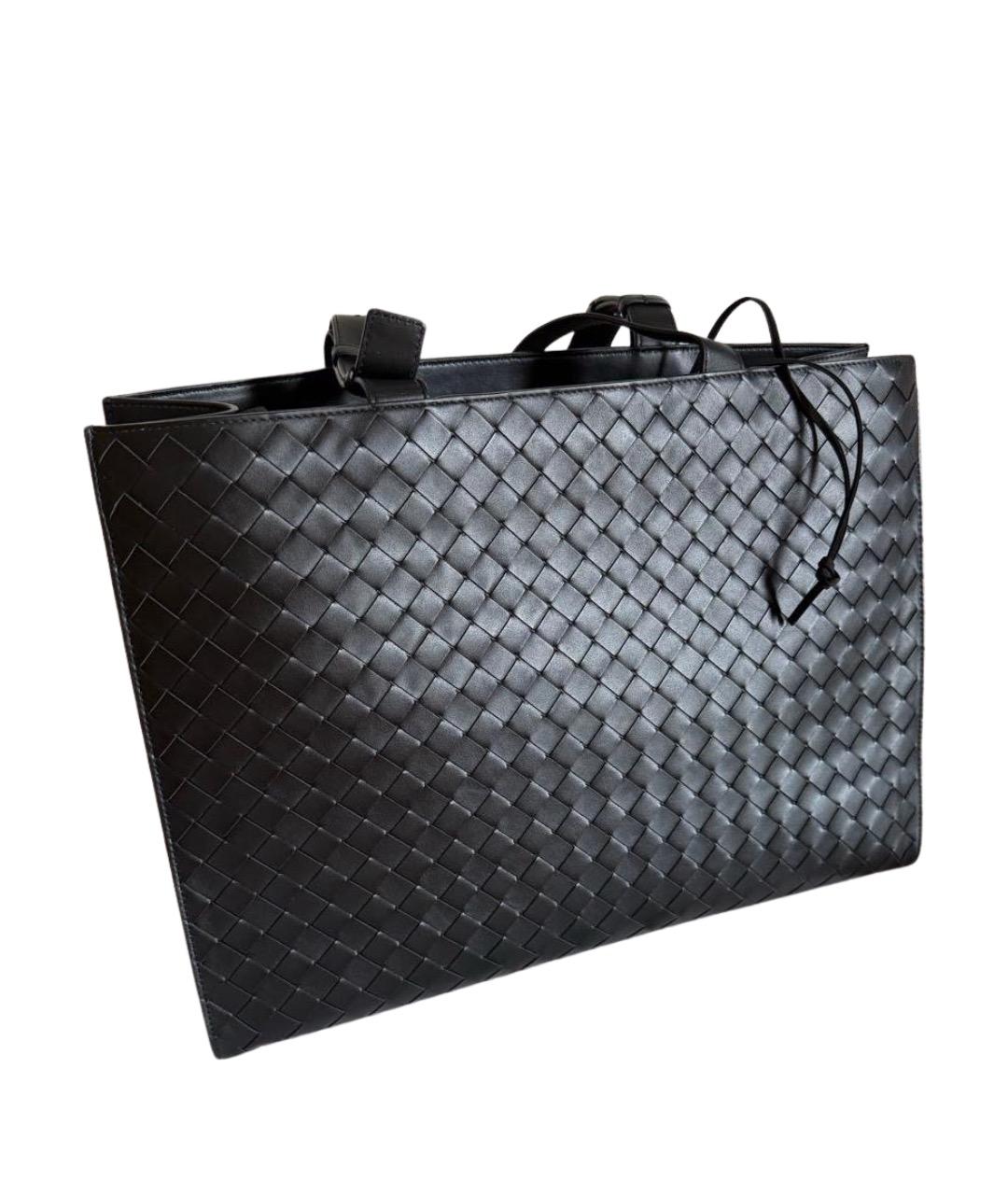 BOTTEGA VENETA Черный кожаный портфель, фото 1
