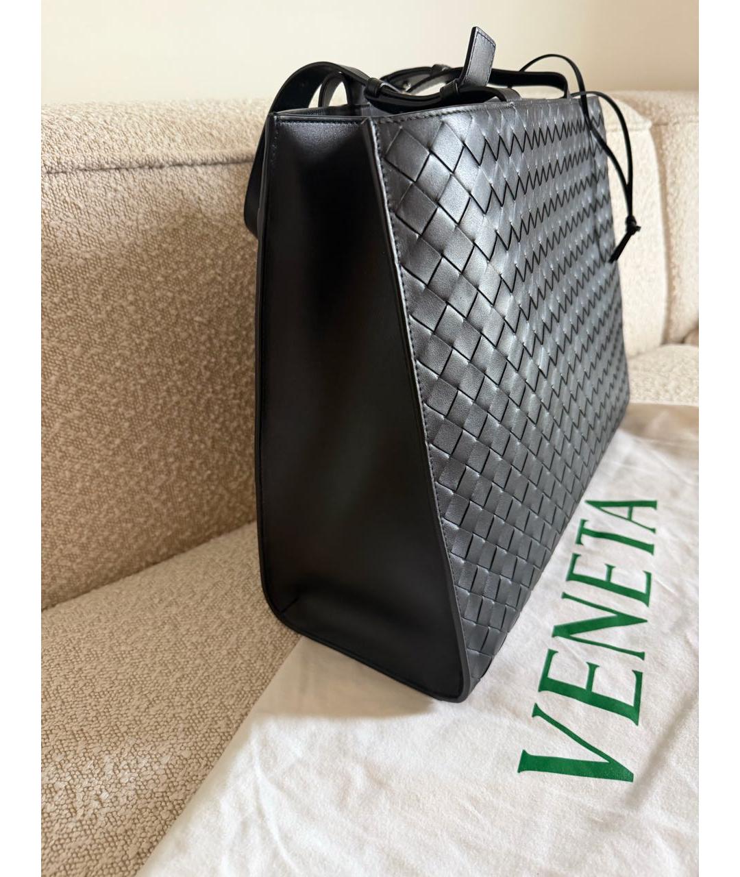 BOTTEGA VENETA Черный кожаный портфель, фото 3