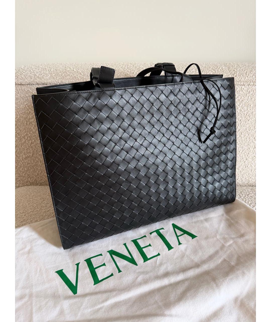 BOTTEGA VENETA Черный кожаный портфель, фото 2