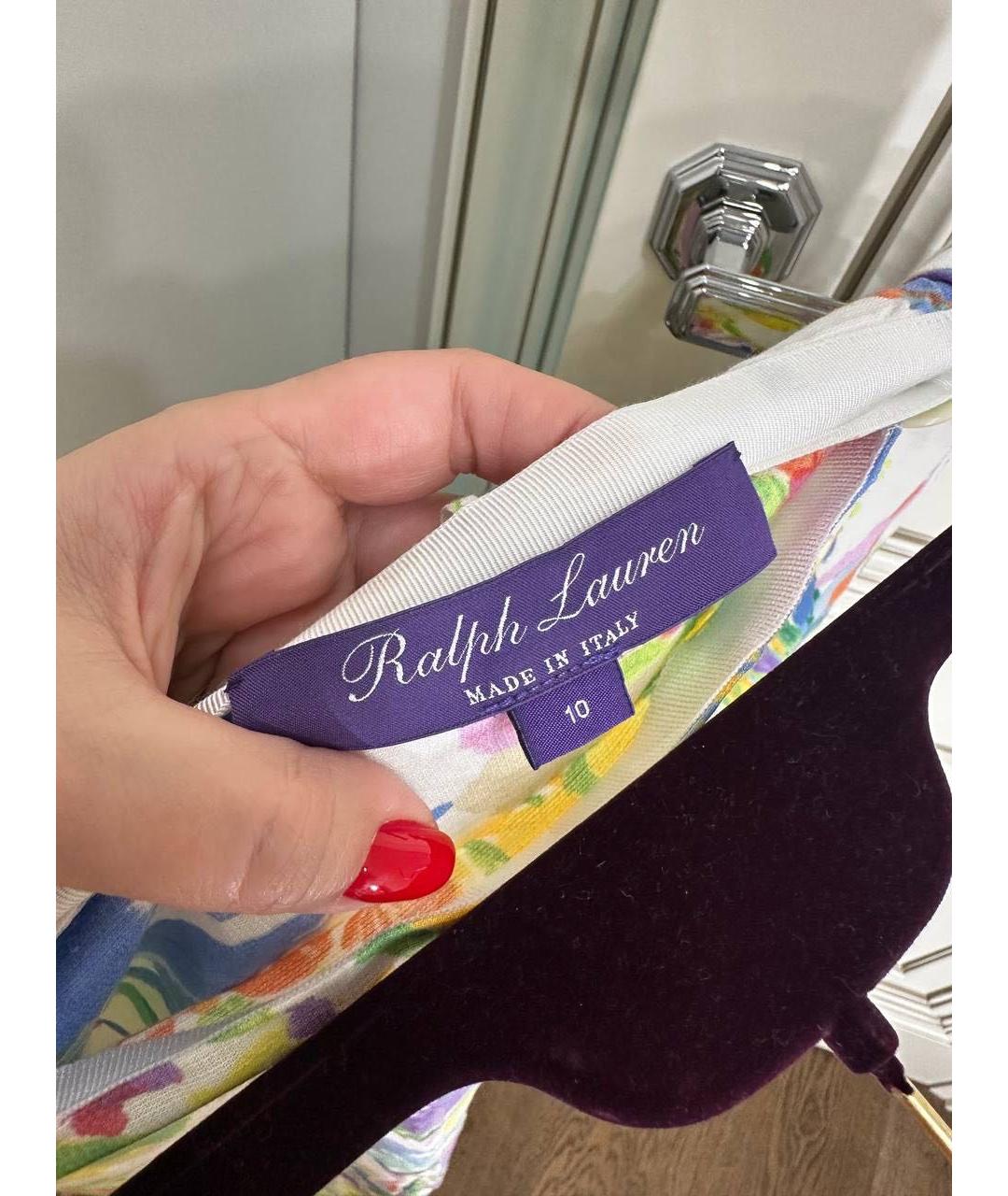 RALPH LAUREN PURPLE LABEL Мульти льняная юбка миди, фото 2