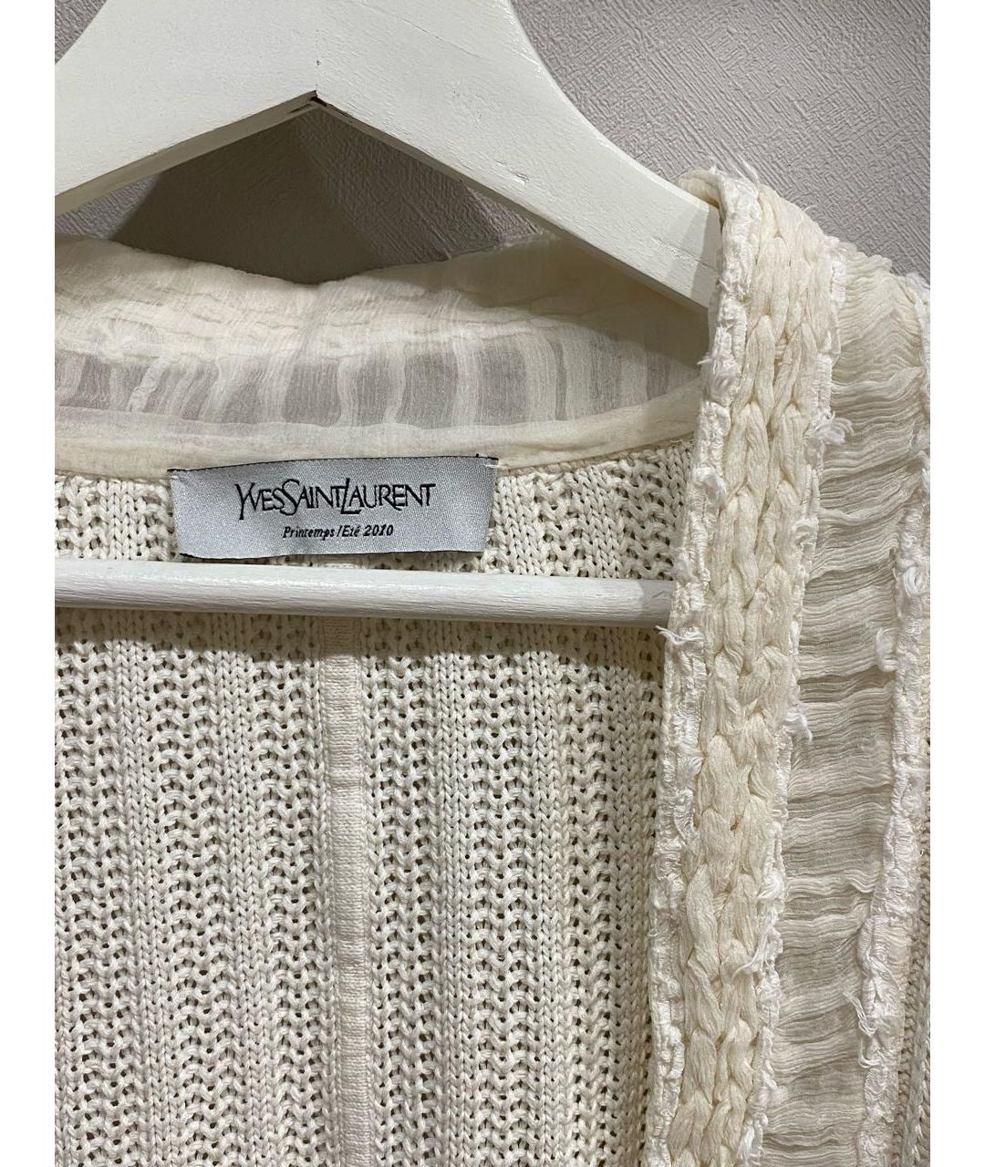 SAINT LAURENT Белый вискозный кардиган, фото 3