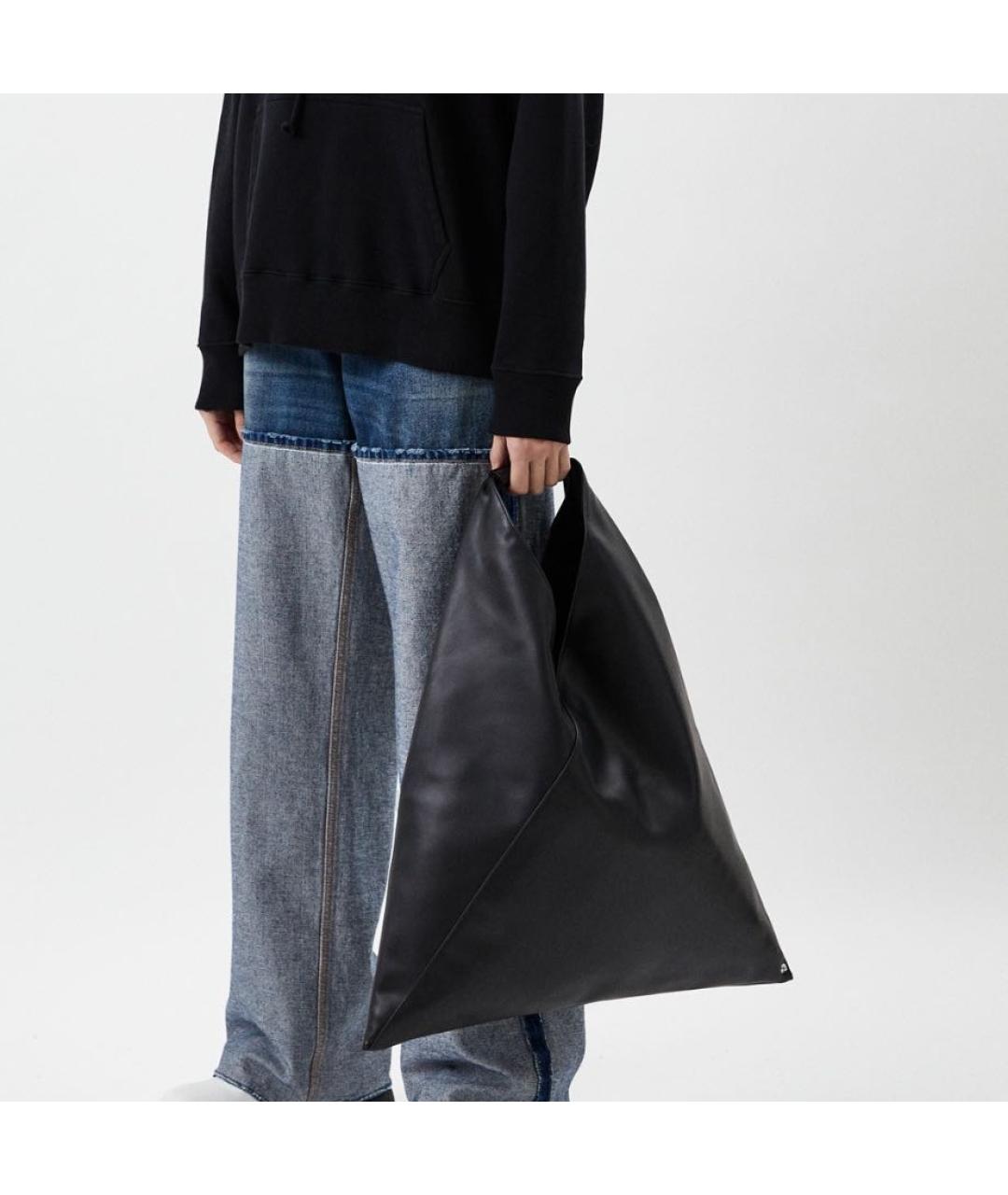 MM6 MAISON MARGIELA Черная сумка тоут из искусственной кожи, фото 8