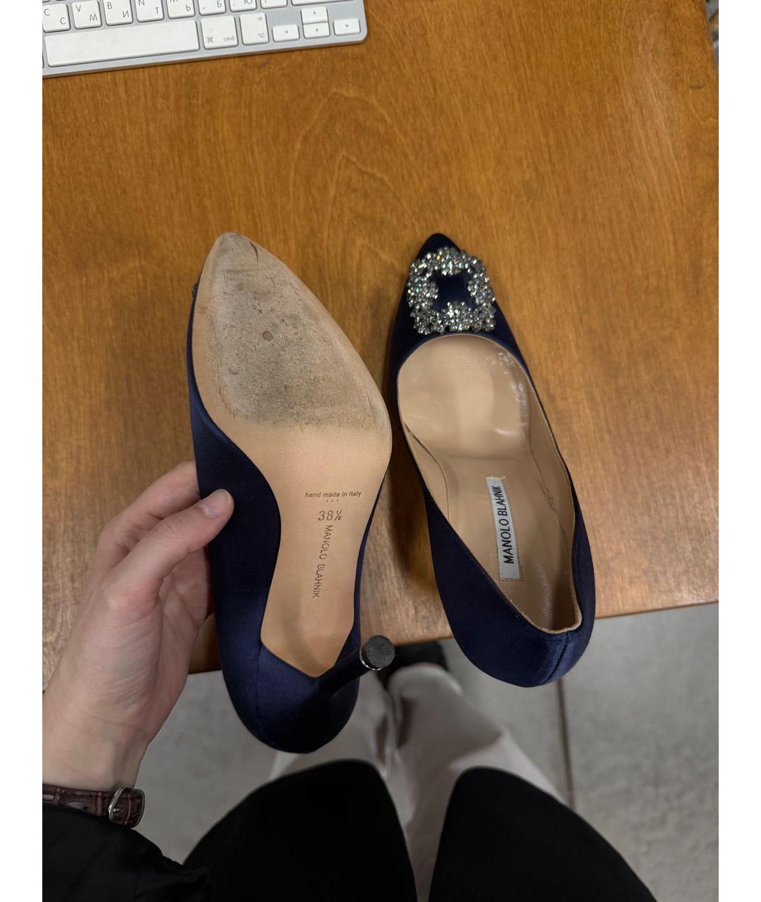 MANOLO BLAHNIK Темно-синие туфли, фото 7