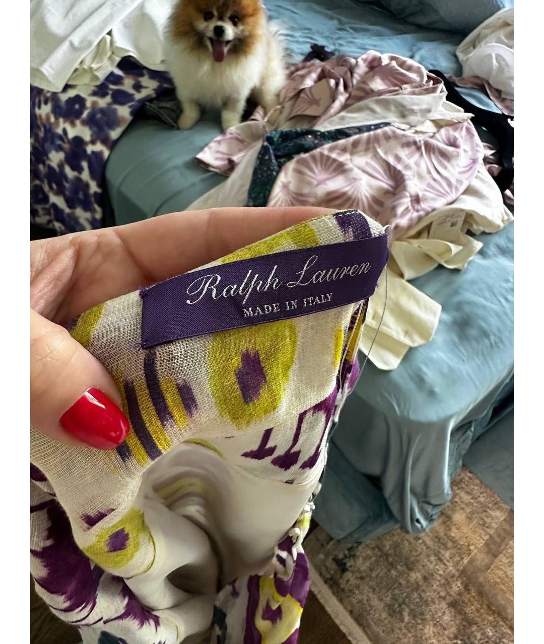 RALPH LAUREN PURPLE LABEL Мульти льняная юбка миди, фото 5