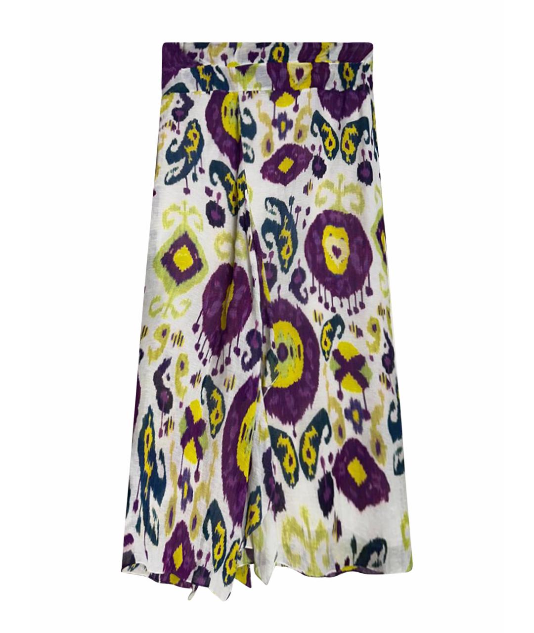 RALPH LAUREN PURPLE LABEL Мульти льняная юбка миди, фото 1