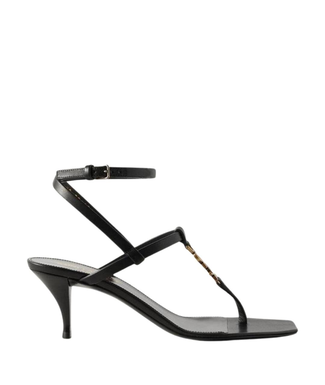 SAINT LAURENT Черные кожаные босоножки, фото 1