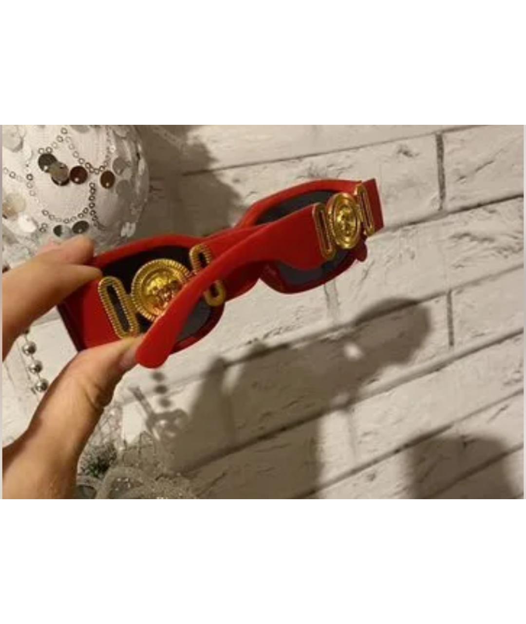 VERSACE Красные пластиковые солнцезащитные очки, фото 4