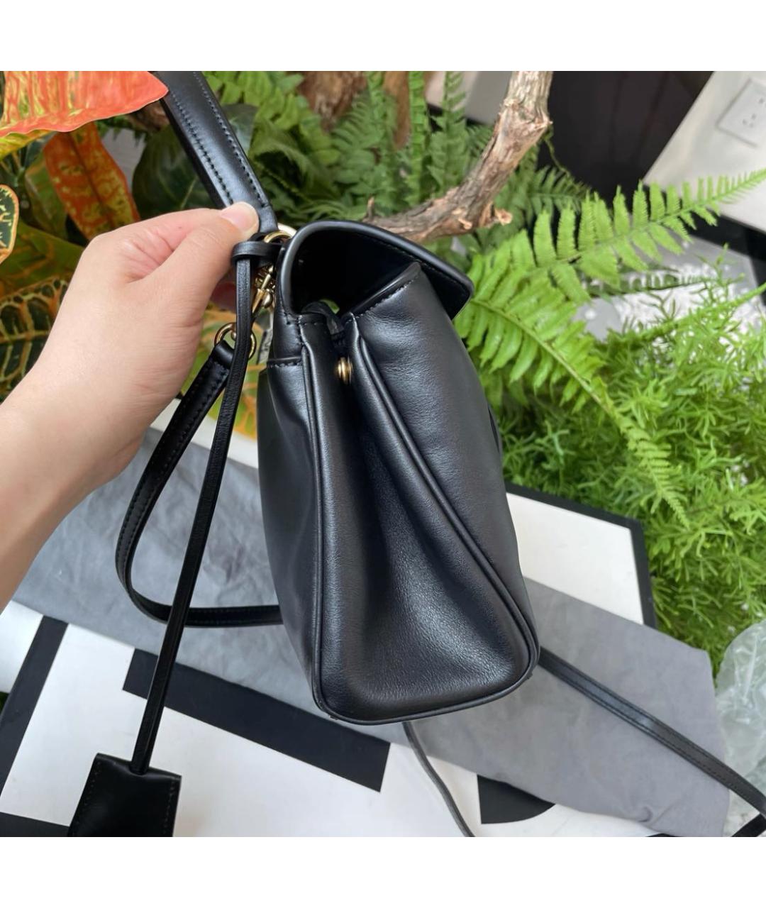 BALENCIAGA Черная кожаная сумка через плечо, фото 2