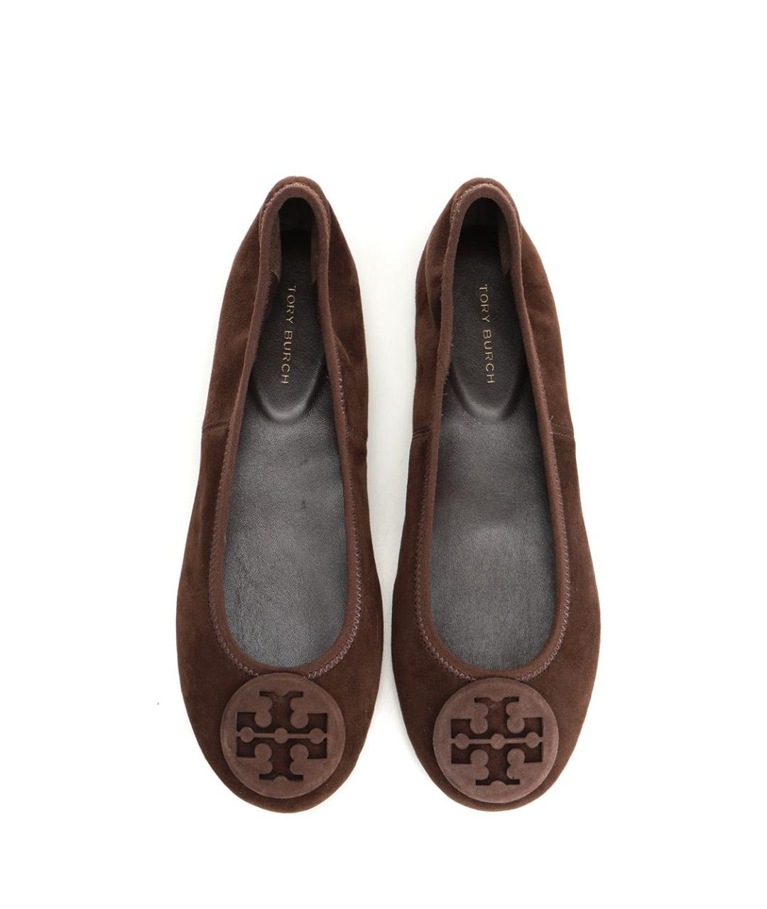 TORY BURCH Коричневые замшевые балетки, фото 5