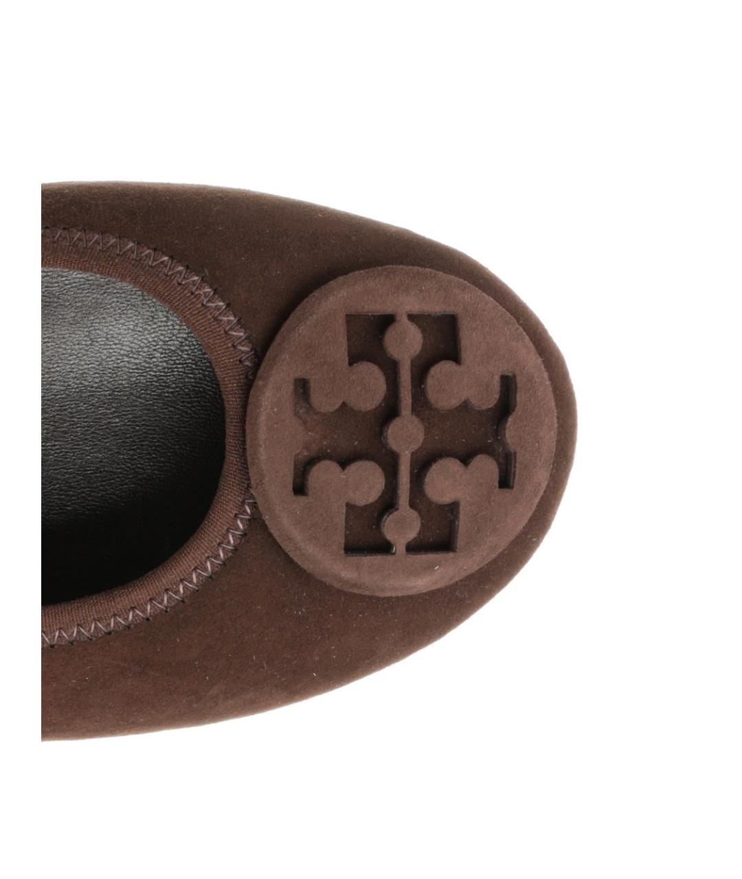 TORY BURCH Коричневые замшевые балетки, фото 4