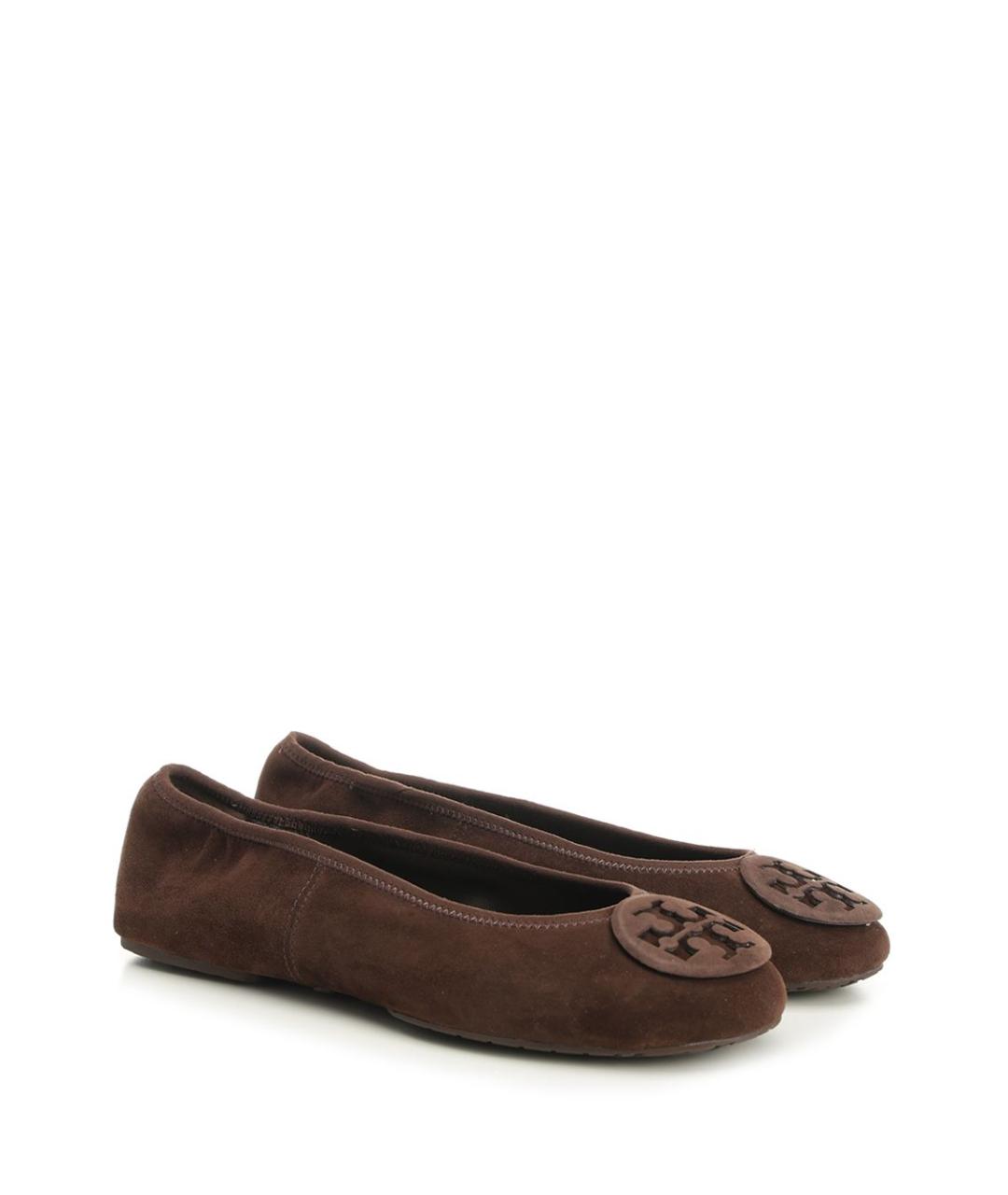 TORY BURCH Коричневые замшевые балетки, фото 2