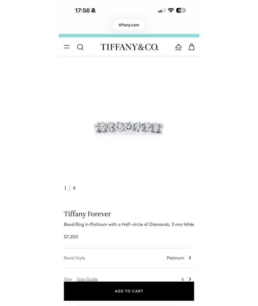 TIFFANY&CO Серебряное платиновое кольцо, фото 5