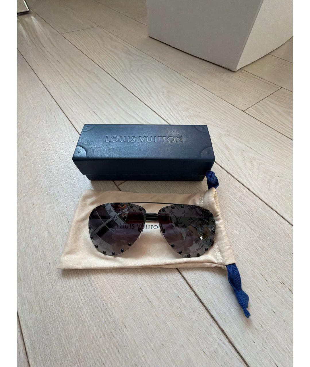 LOUIS VUITTON Черные металлические солнцезащитные очки, фото 5