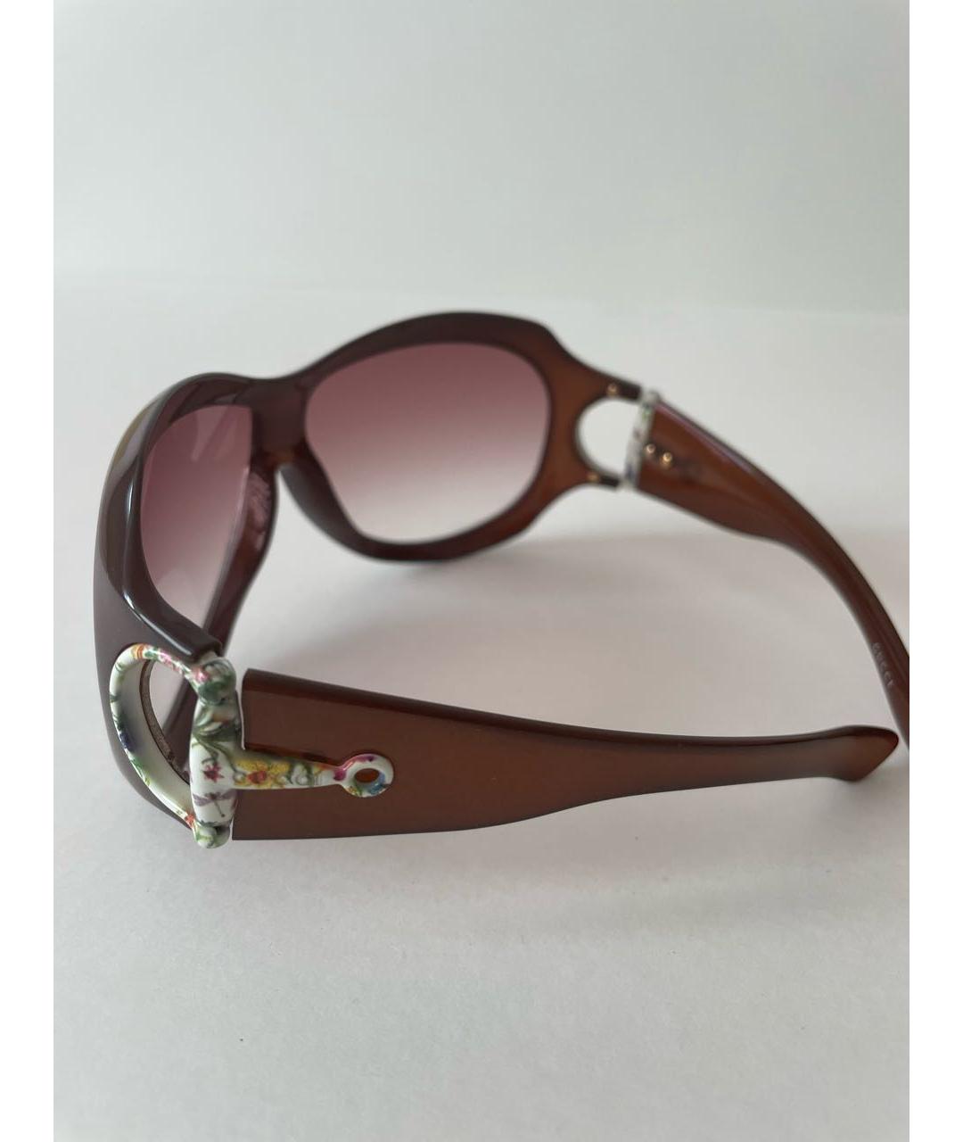 GUCCI Коричневые пластиковые солнцезащитные очки, фото 5