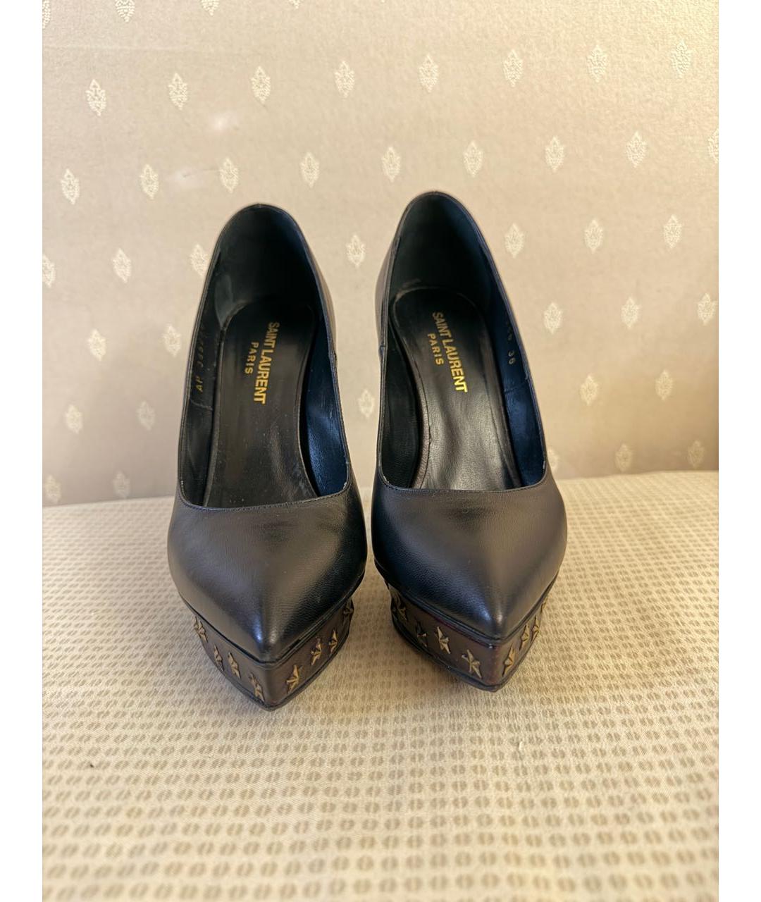 SAINT LAURENT Черные кожаные туфли, фото 2
