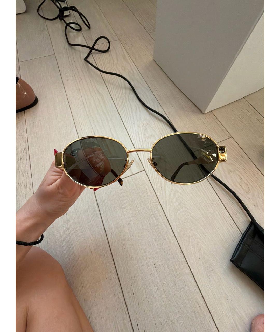 CELINE Золотые металлические солнцезащитные очки, фото 5