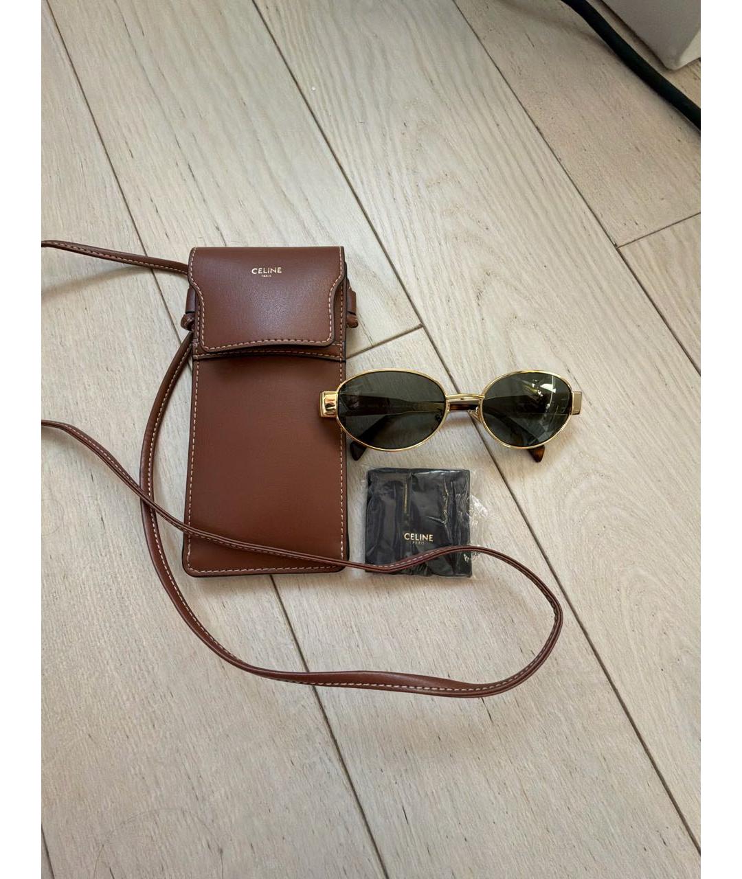 CELINE Золотые металлические солнцезащитные очки, фото 4