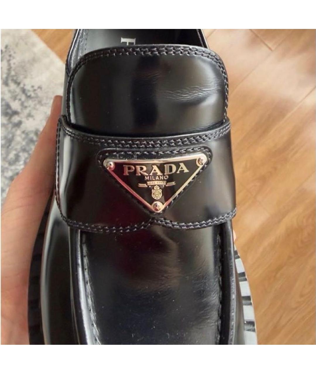 PRADA Черные кожаные лоферы, фото 5