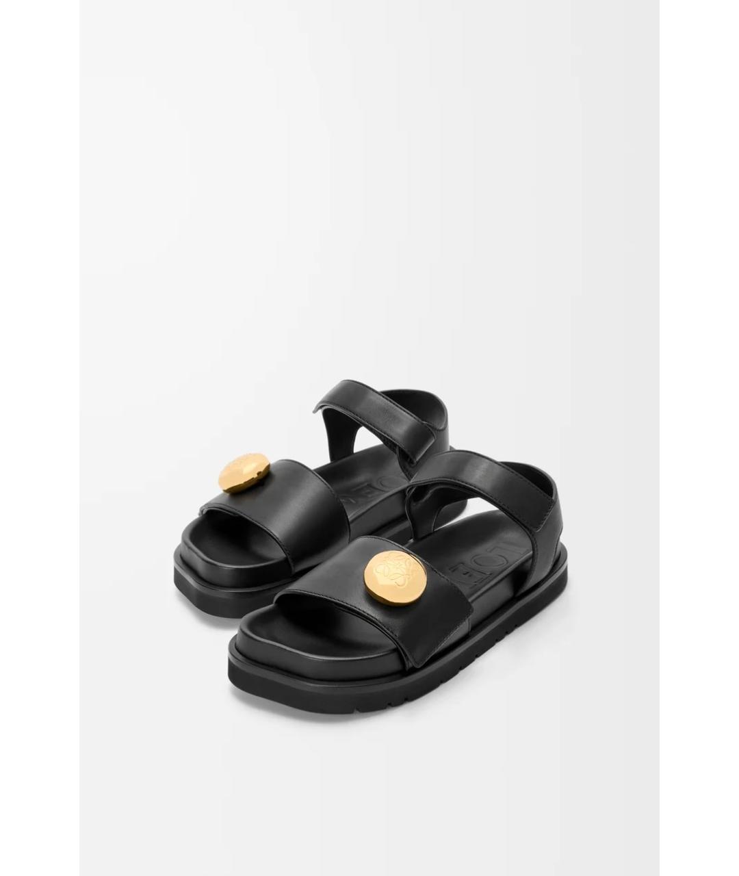 LOEWE Черные кожаные сандалии, фото 2