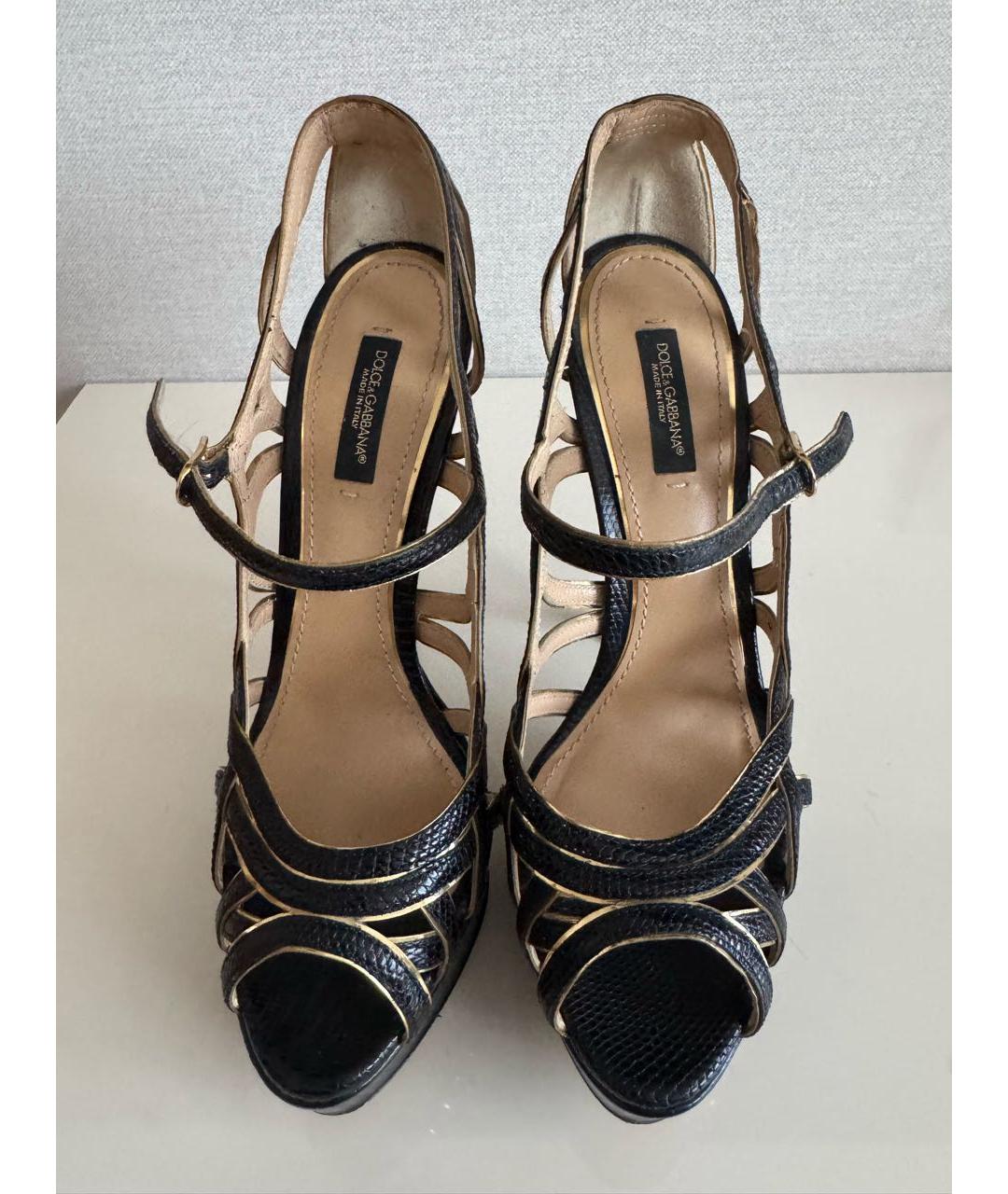 DOLCE&GABBANA Черные кожаные босоножки, фото 2