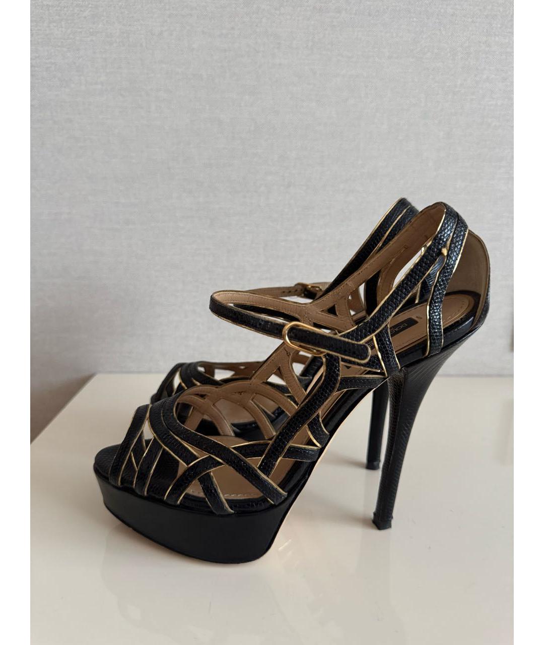 DOLCE&GABBANA Черные кожаные босоножки, фото 5