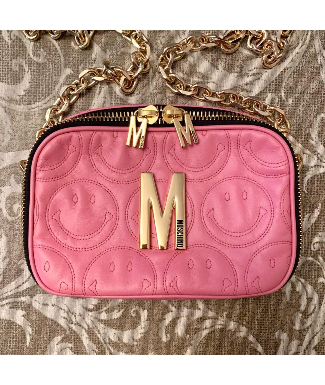 MOSCHINO Розовая кожаная сумка через плечо, фото 2
