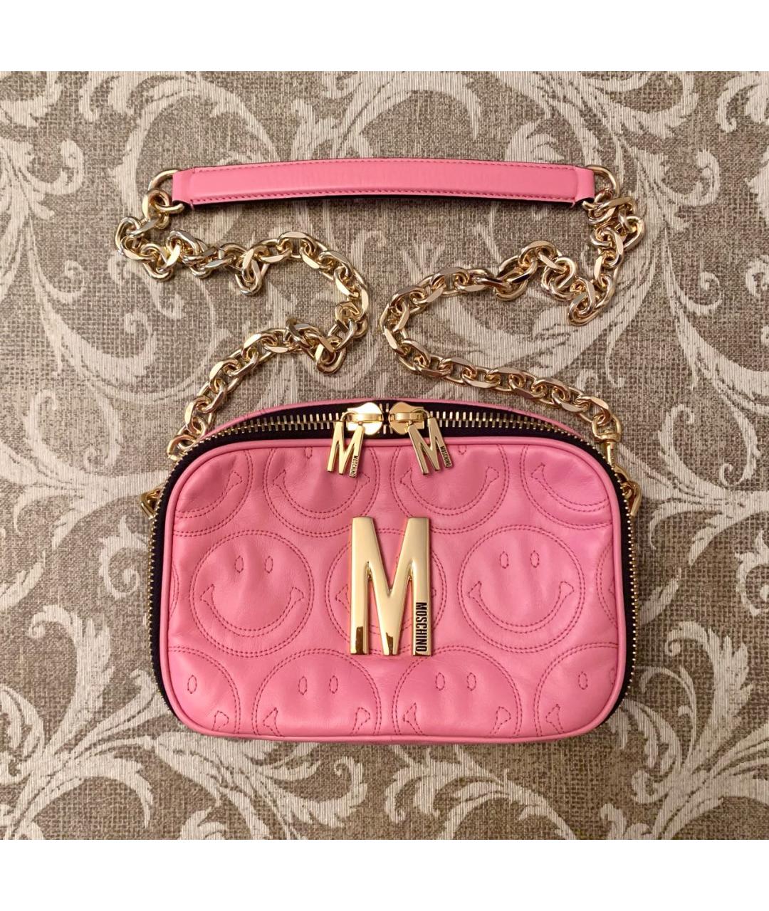 MOSCHINO Розовая кожаная сумка через плечо, фото 9