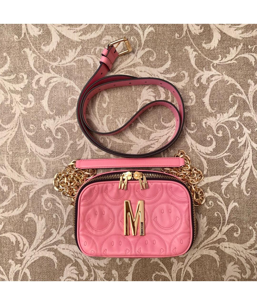 MOSCHINO Розовая кожаная сумка через плечо, фото 8