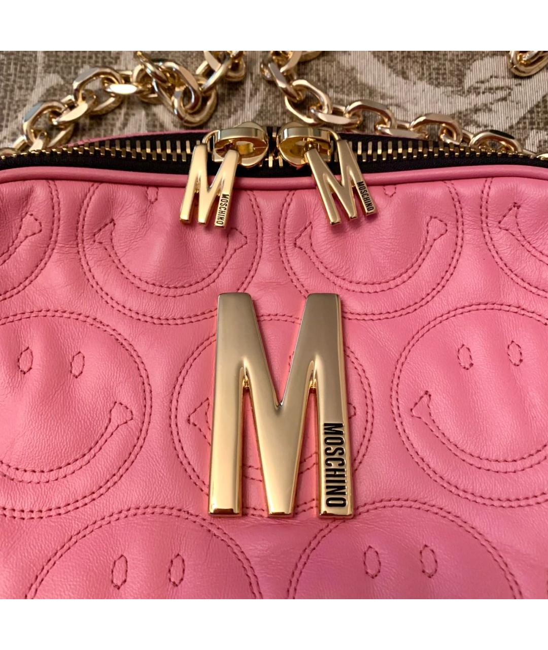 MOSCHINO Розовая кожаная сумка через плечо, фото 5