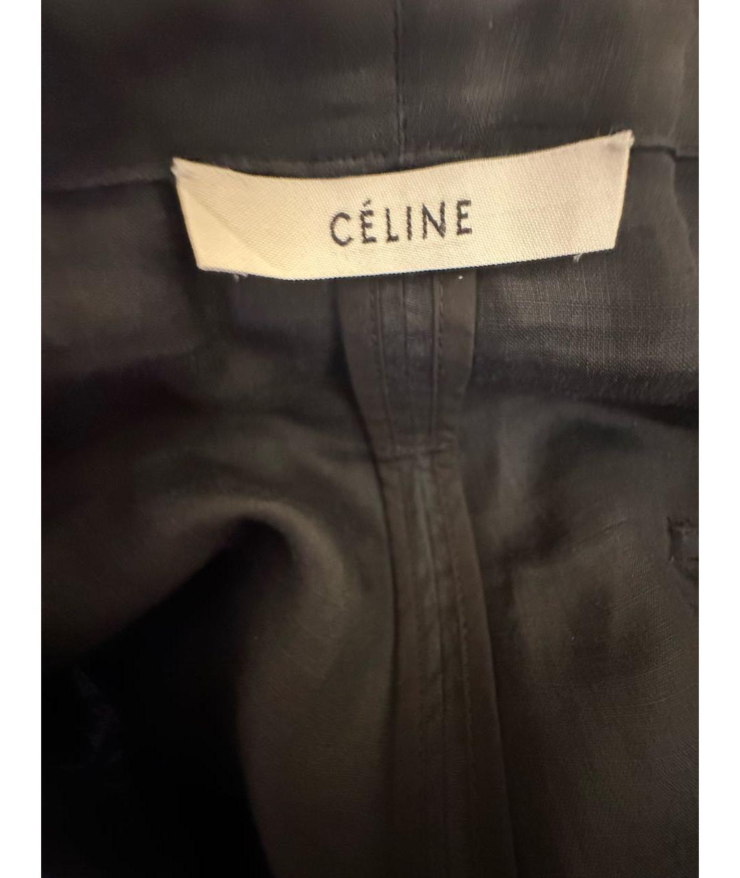 CELINE Черные льняные брюки широкие, фото 3