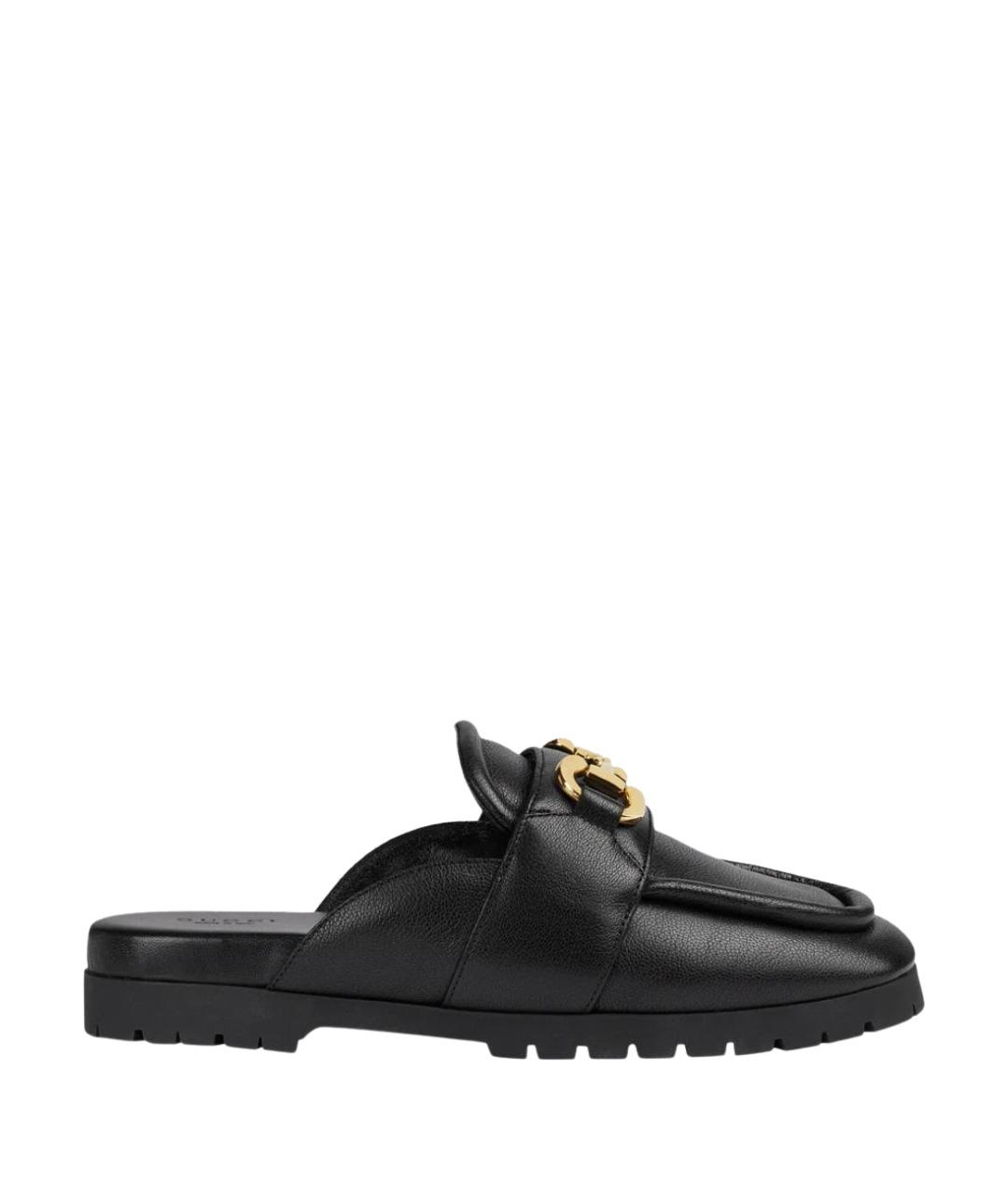 GUCCI Черные кожаные мюли, фото 1