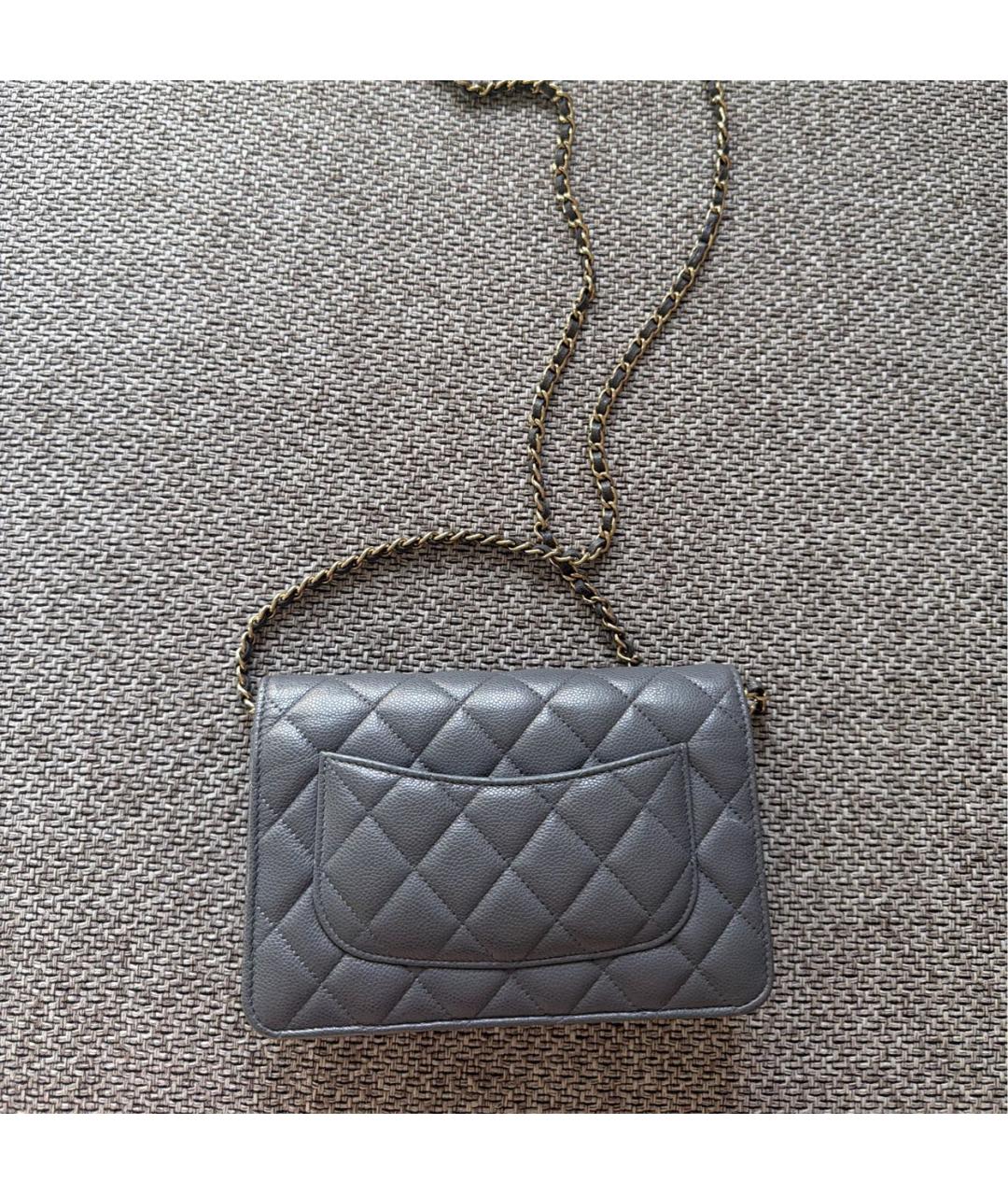 CHANEL Серая кожаная сумка через плечо, фото 3