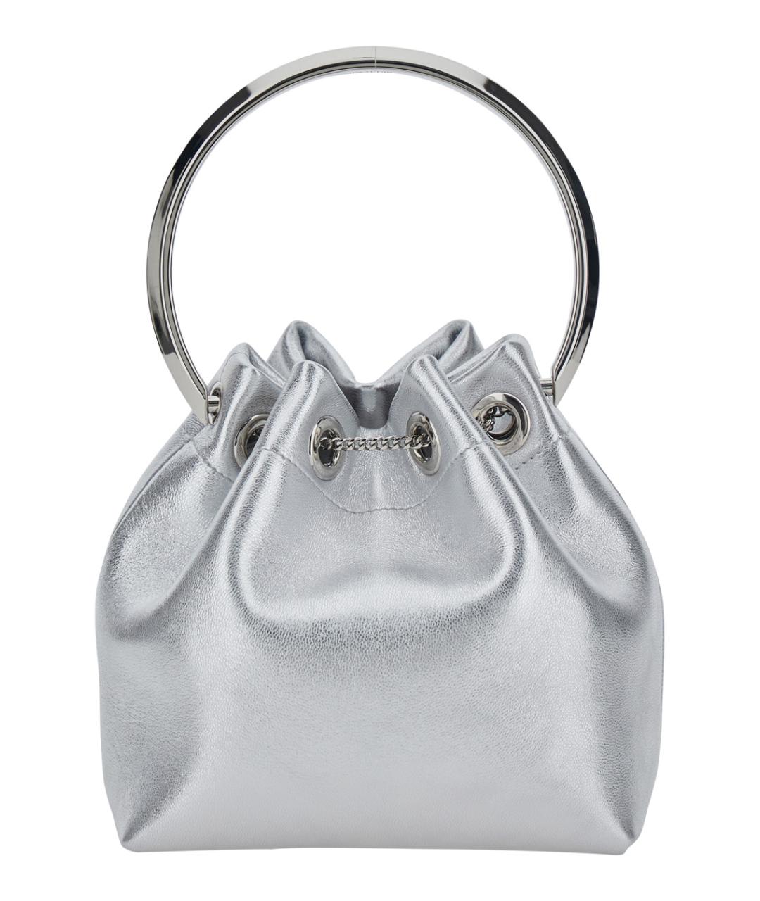 JIMMY CHOO Серебряная кожаная сумка с короткими ручками, фото 2