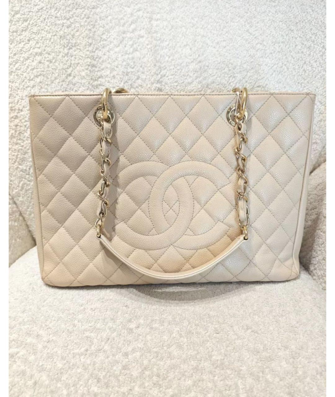 CHANEL Белая кожаная сумка тоут, фото 8