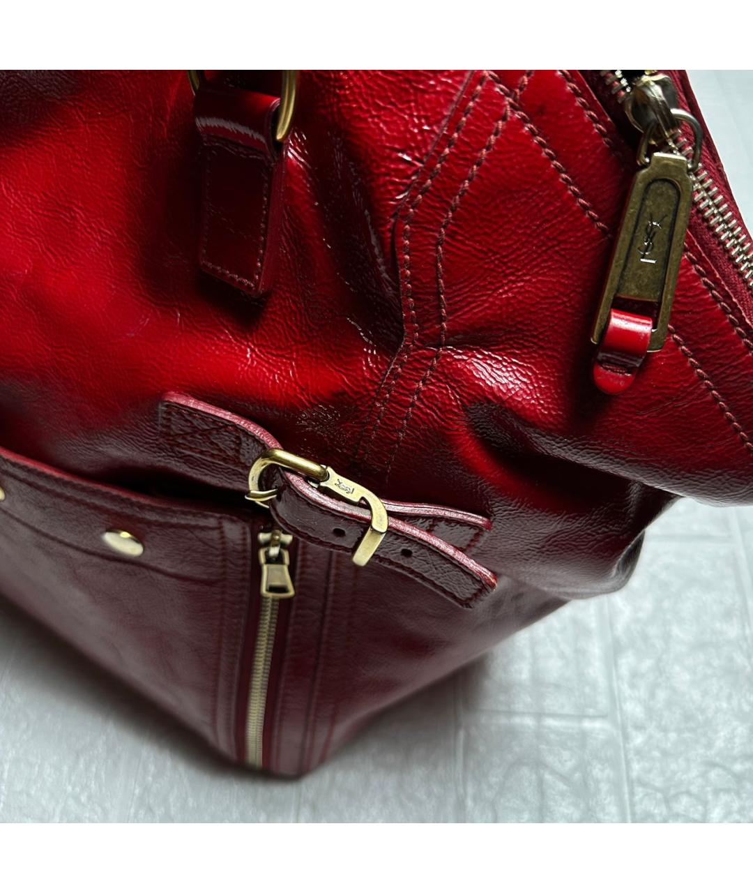 SAINT LAURENT Красная кожаная сумка тоут, фото 4
