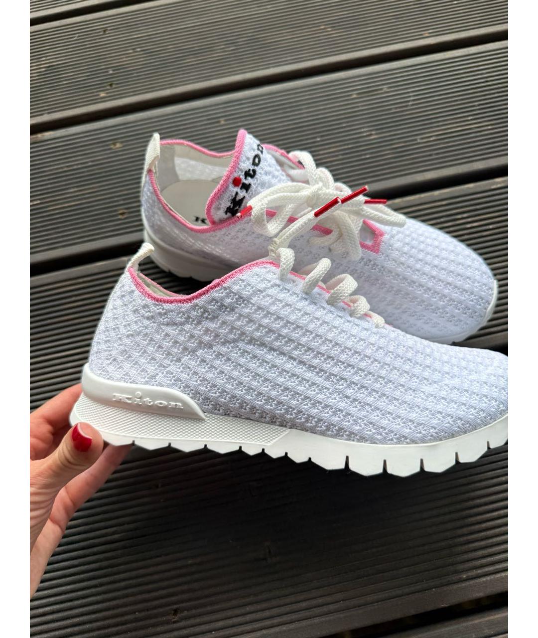 KITON Белые текстильные кроссовки, фото 5