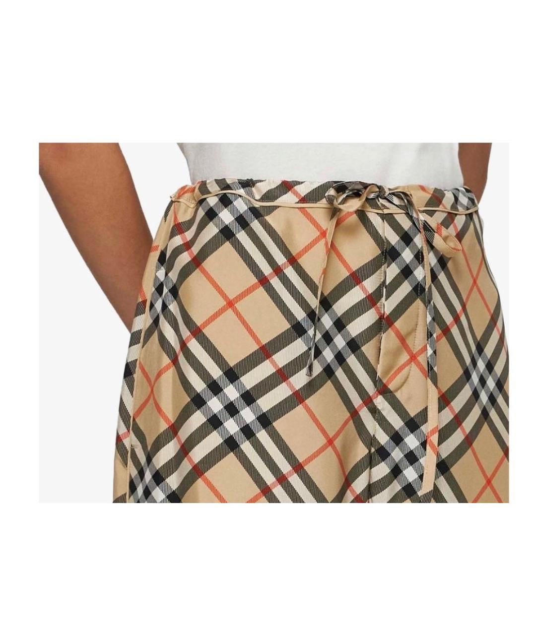 BURBERRY Бежевые шелковые брюки широкие, фото 2