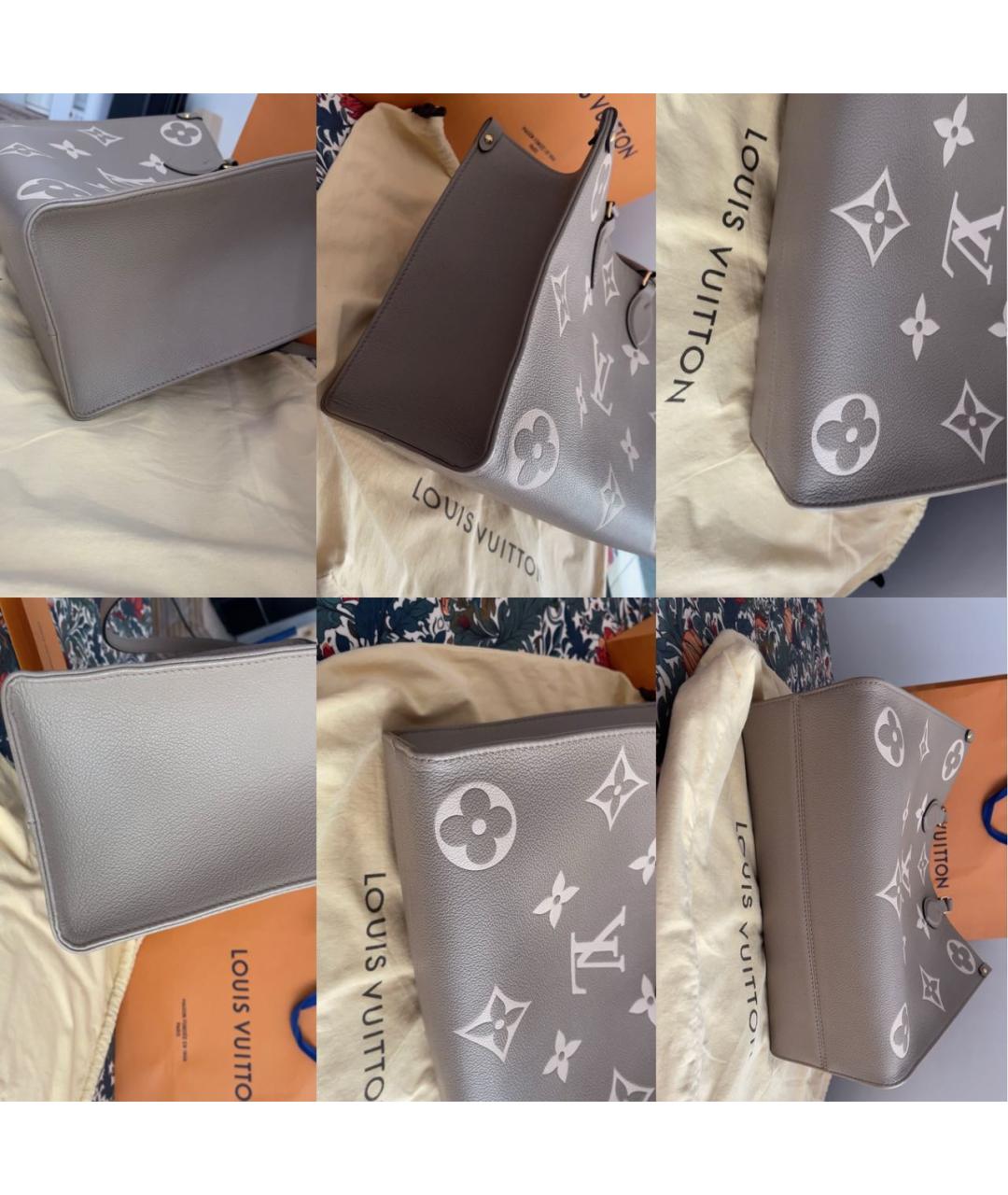LOUIS VUITTON Бежевая кожаная сумка тоут, фото 4