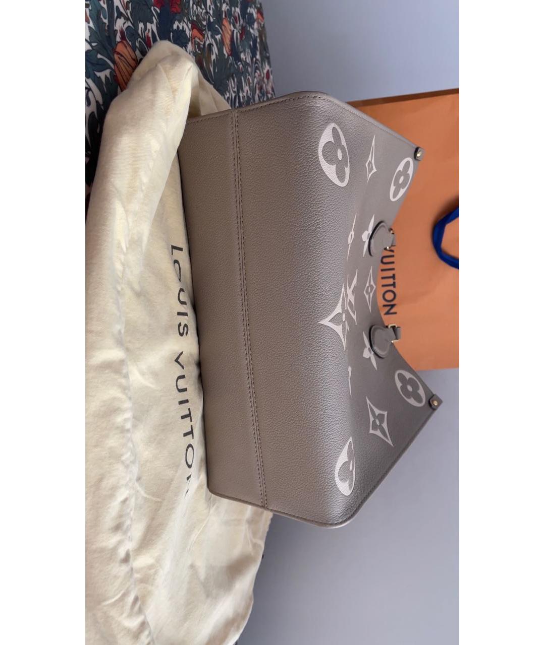 LOUIS VUITTON Бежевая кожаная сумка тоут, фото 7