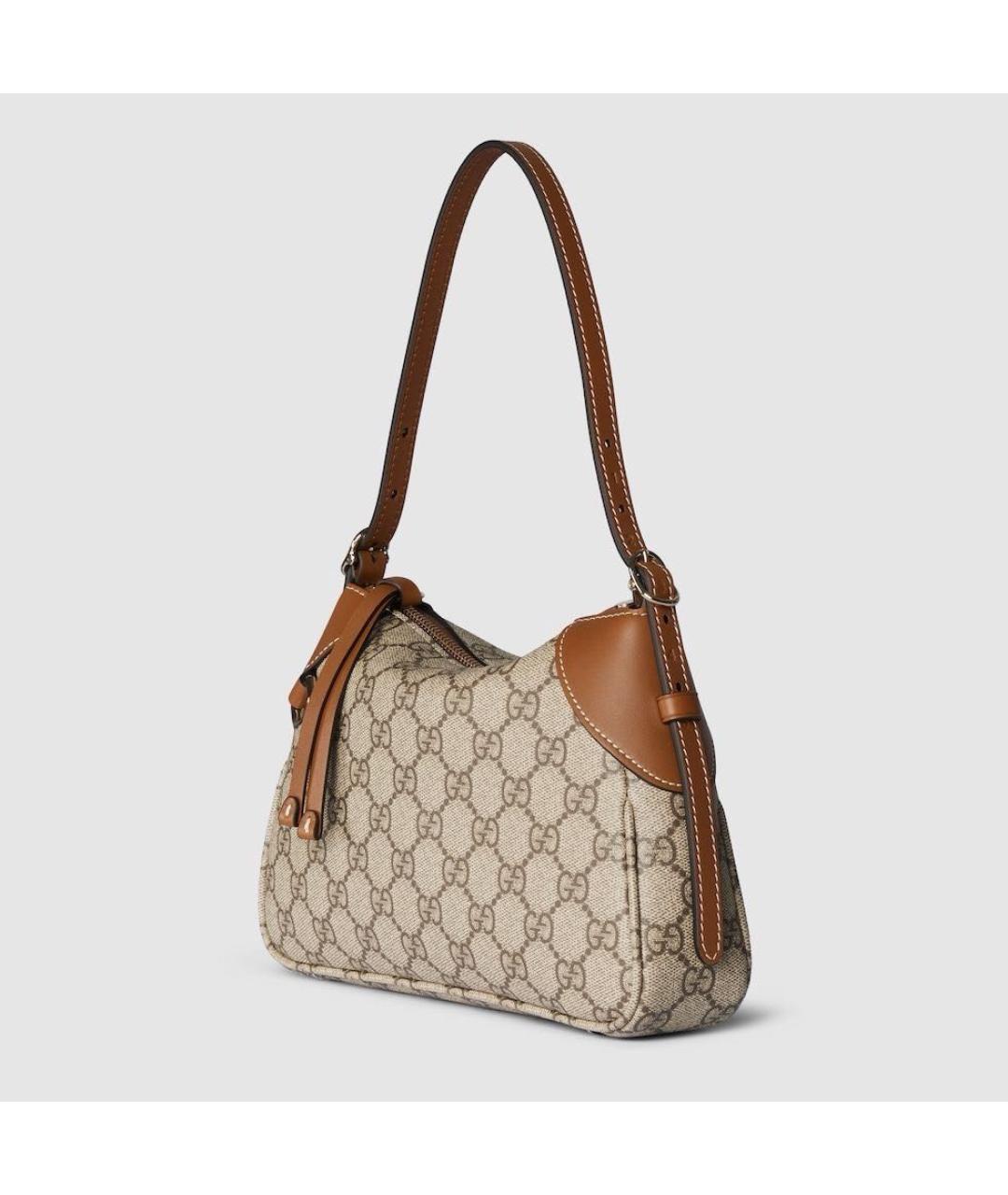 GUCCI Бежевая кожаная сумка с короткими ручками, фото 2