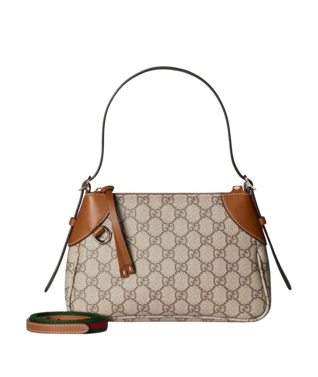 GUCCI Бежевая кожаная сумка с короткими ручками, фото 1