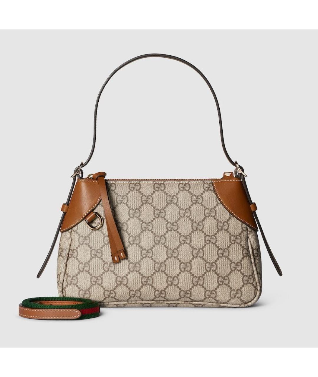 GUCCI Бежевая кожаная сумка с короткими ручками, фото 6