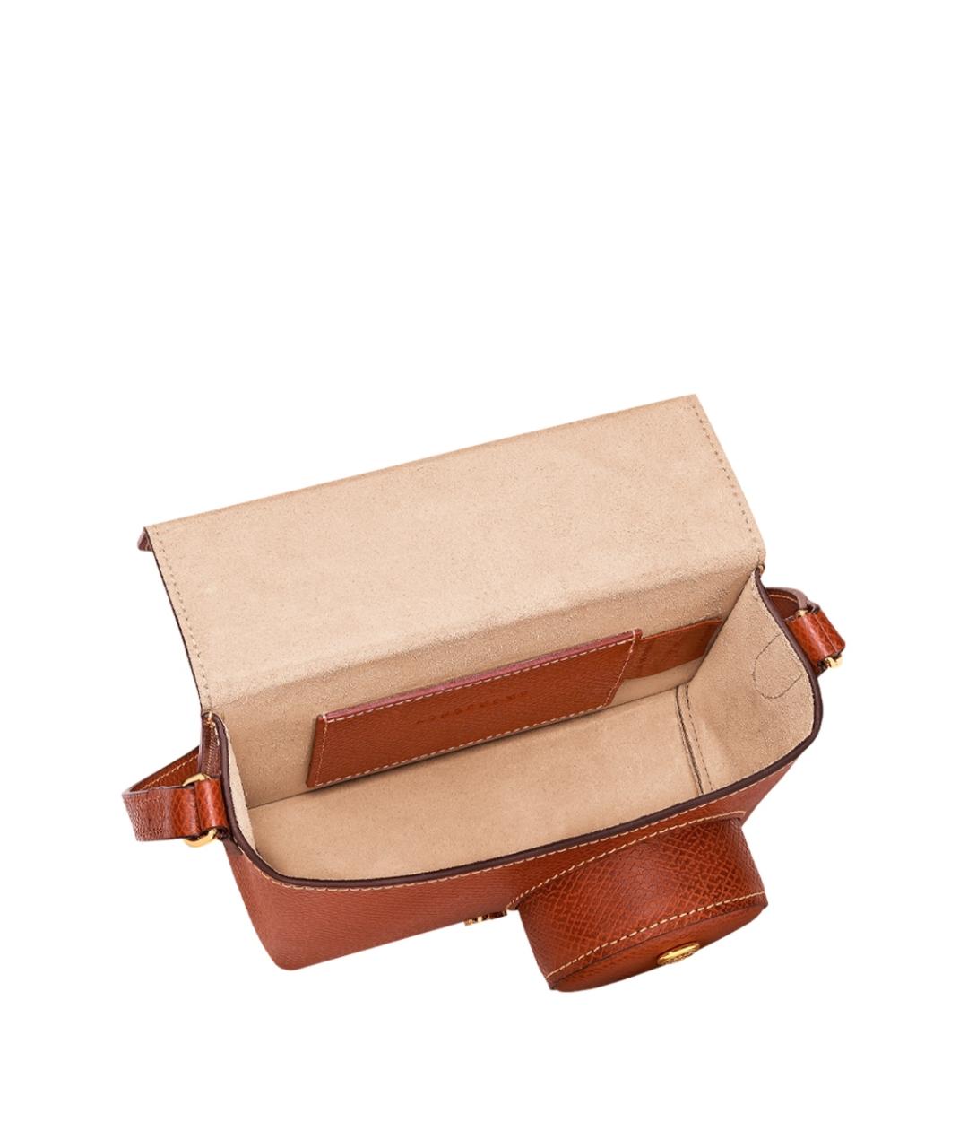 LONGCHAMP Коричневая кожаная сумка через плечо, фото 4