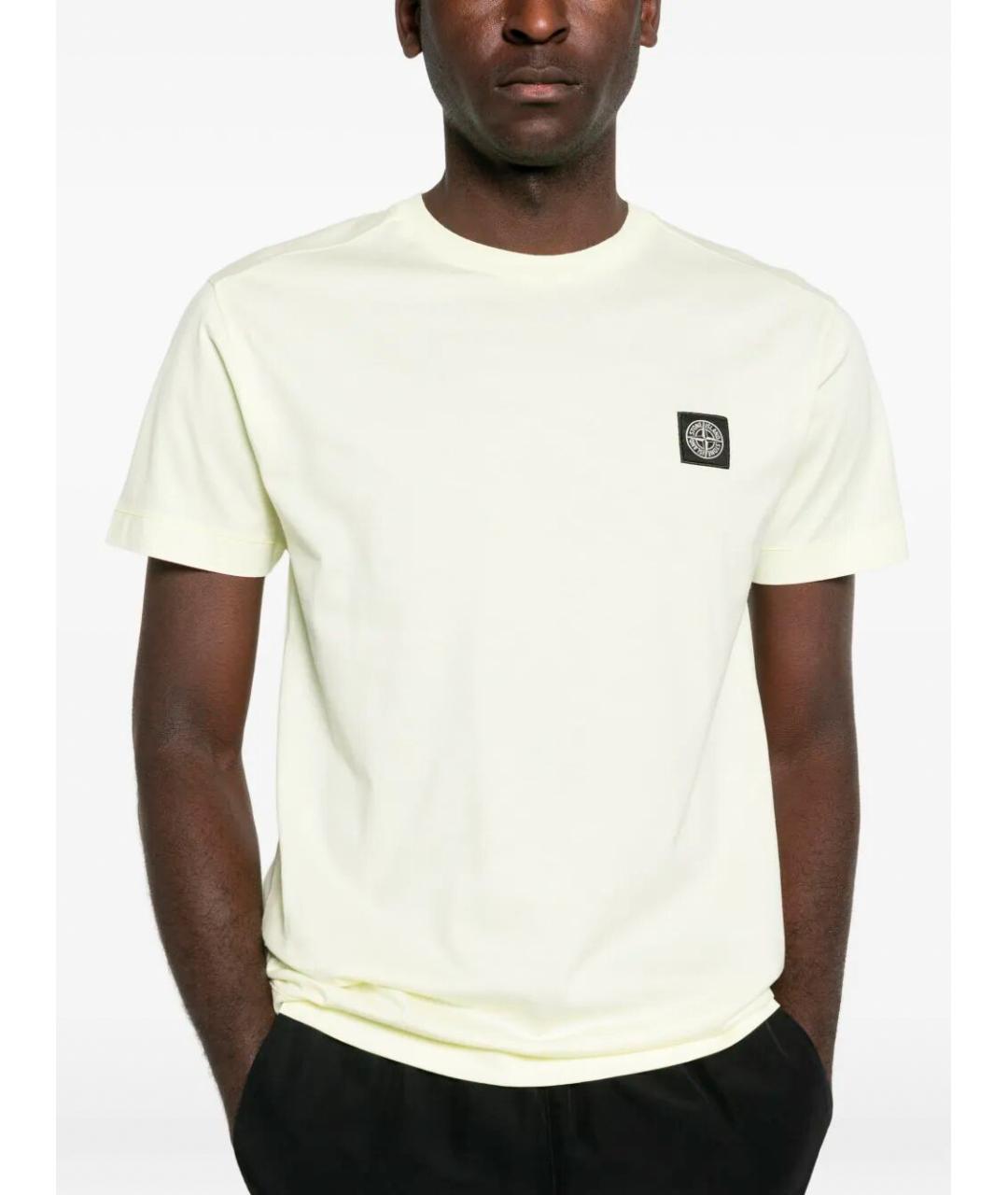 STONE ISLAND Желтая хлопковая футболка, фото 5