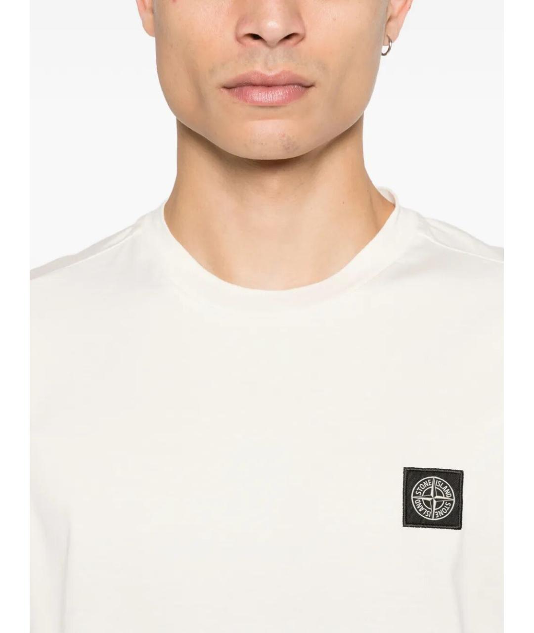STONE ISLAND Белая хлопковая футболка, фото 3