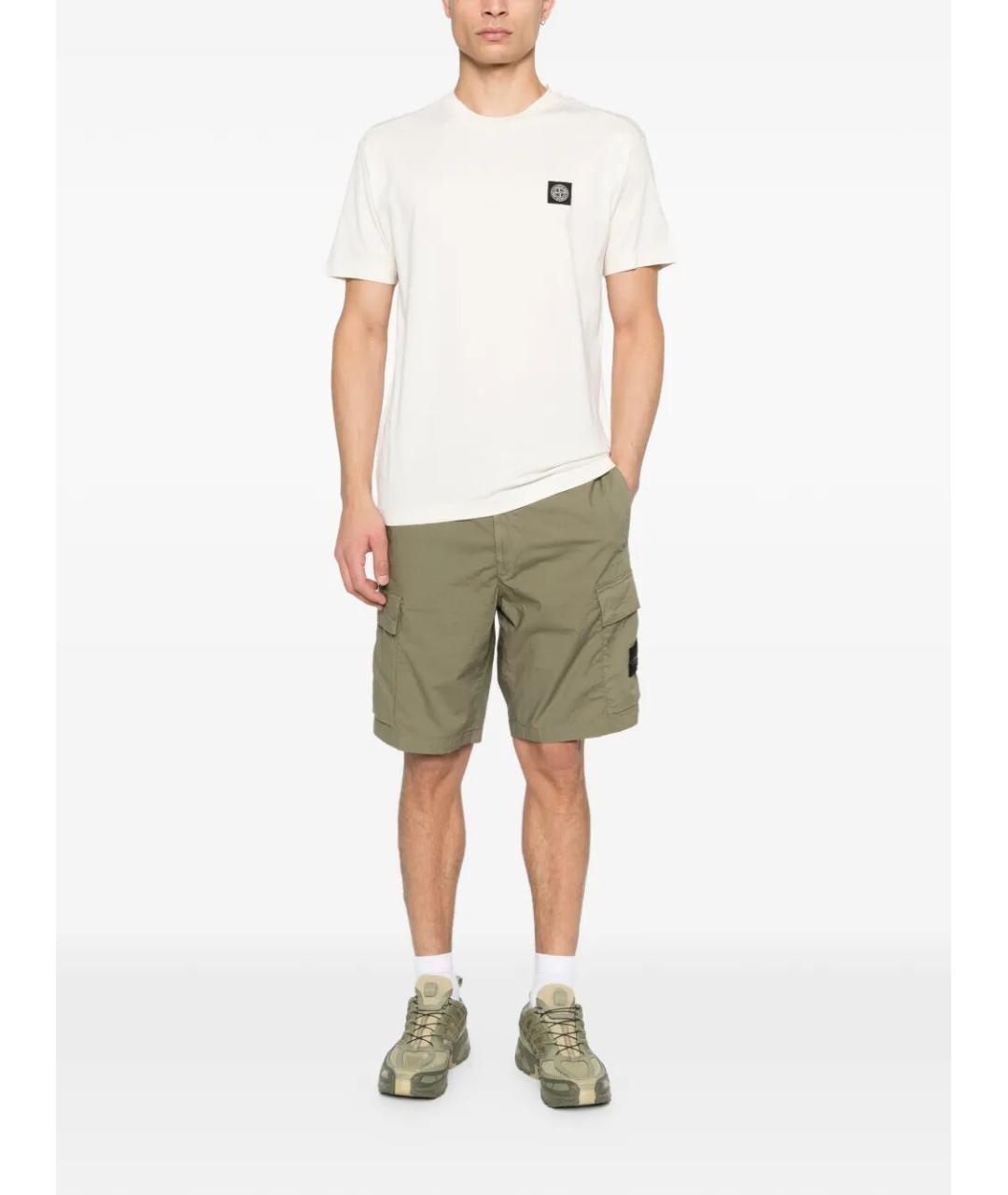 STONE ISLAND Белая хлопковая футболка, фото 2