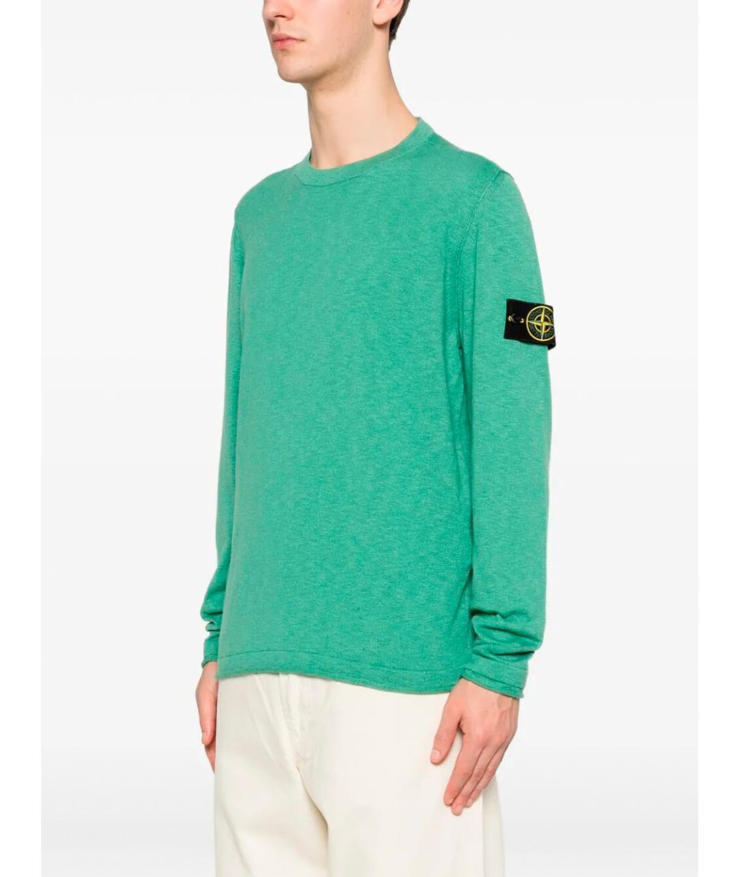 STONE ISLAND Бирюзовый хлопковый джемпер / свитер, фото 4