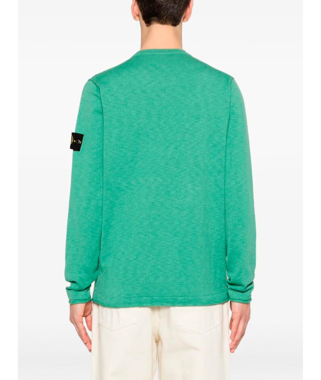 STONE ISLAND Бирюзовый хлопковый джемпер / свитер, фото 5